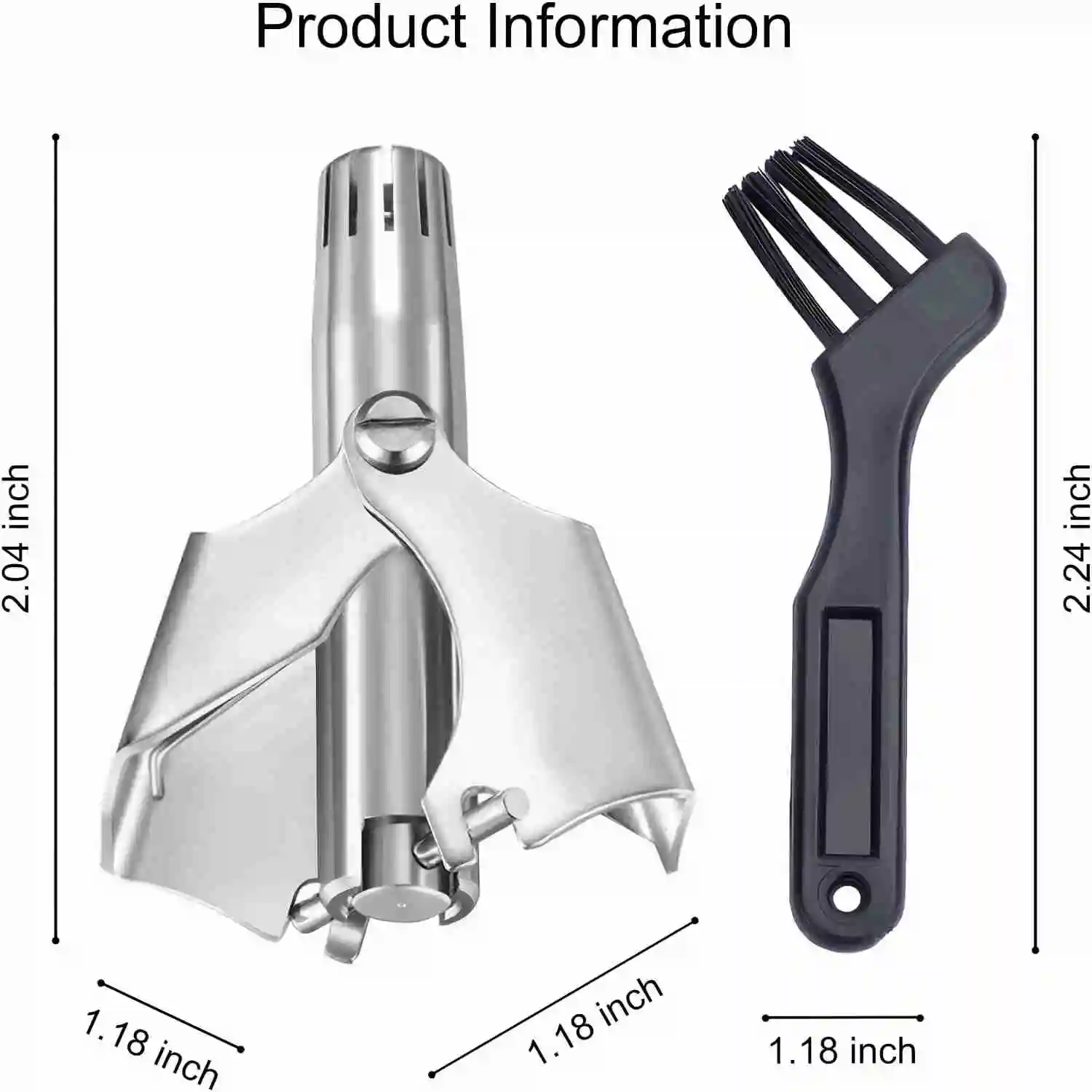Brangdy Nose Hair Trimmer for Men Stainless Steel Manual Mechanical Shaving Razor Washable Hair Removal Tools with Brush