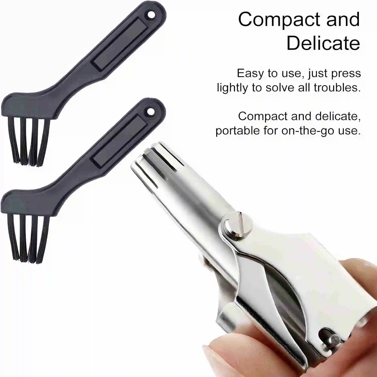 Brangdy Nose Hair Trimmer for Men Stainless Steel Manual Mechanical Shaving Razor Washable Hair Removal Tools with Brush