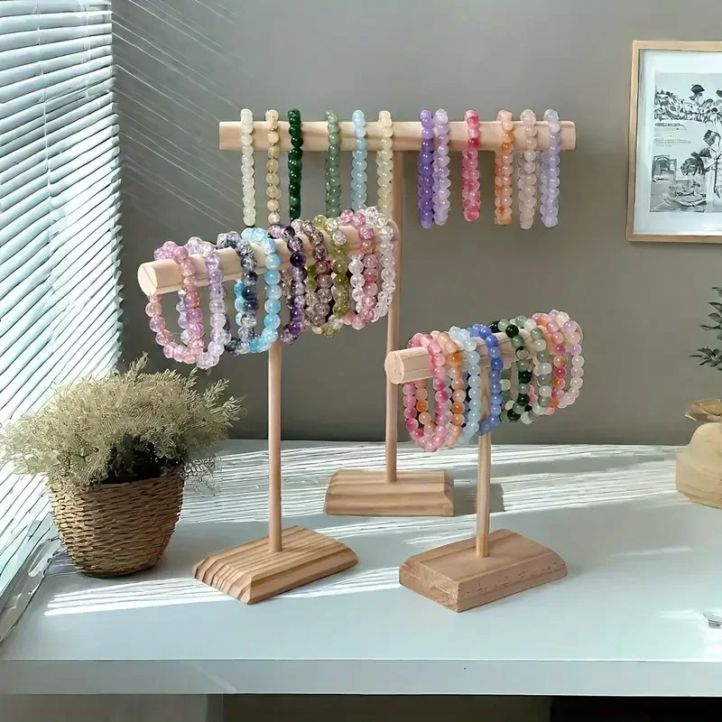 Solid Wood Jewelry Props Display Stand Bracelet Necklace Hair Band Jewelry Storage Display Rack With Wooden Base Supply