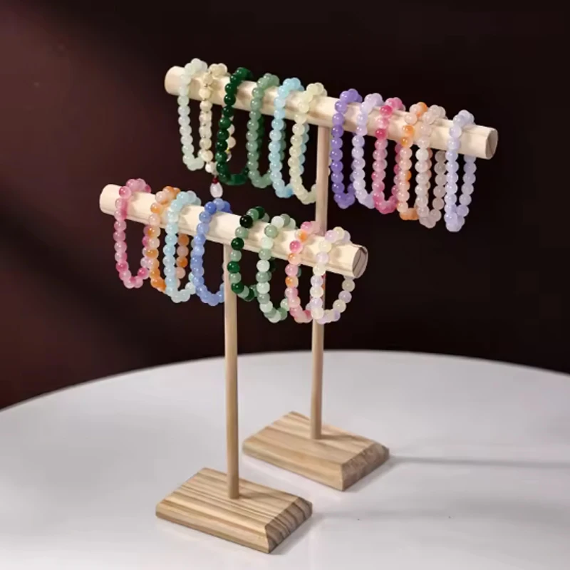 Solid Wood Jewelry Props Display Stand Bracelet Necklace Hair Band Jewelry Storage Display Rack With Wooden Base Supply