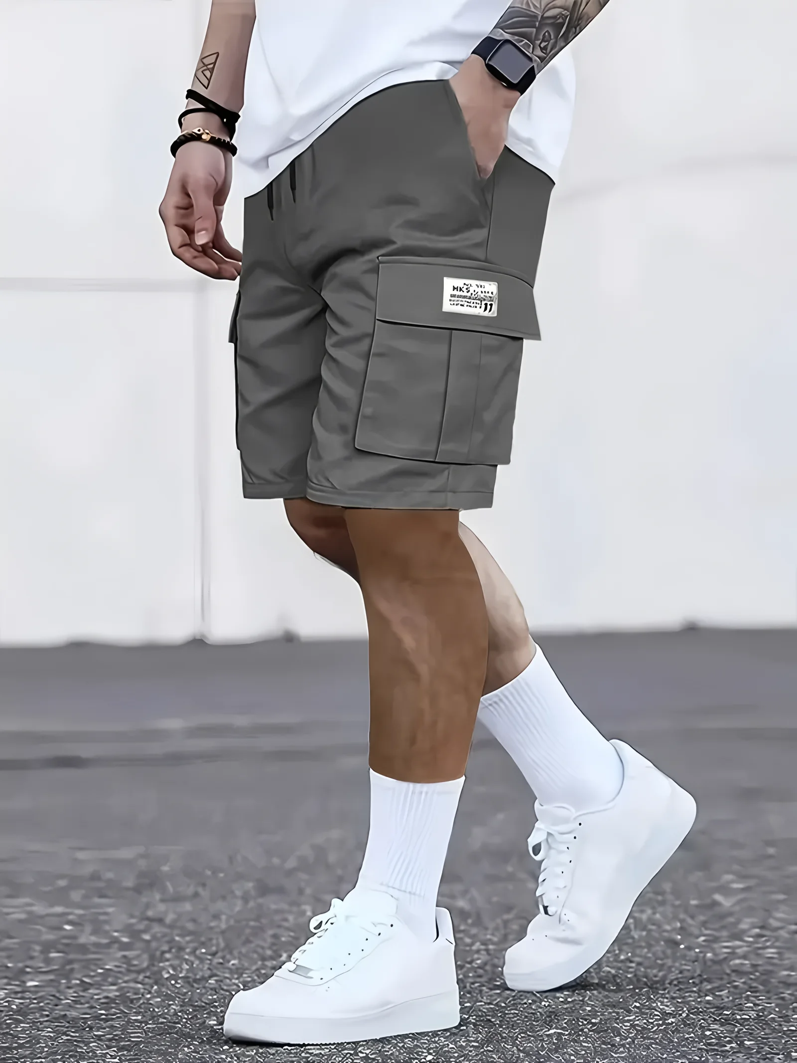 Men's work shorts; summer comfort; multi-pocket; outdoor leisure sport beach pants; elastic waistband