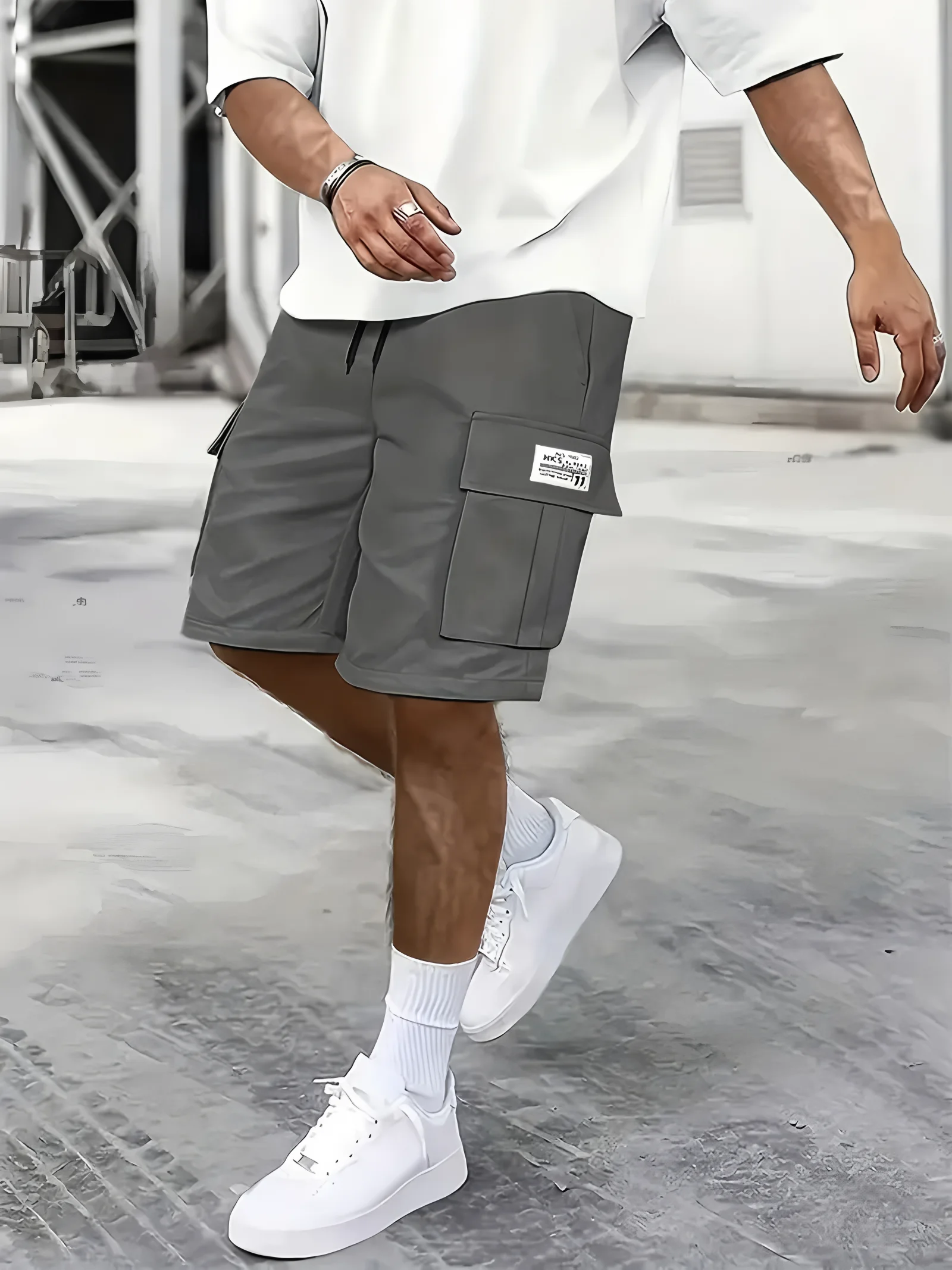 Men's work shorts; summer comfort; multi-pocket; outdoor leisure sport beach pants; elastic waistband