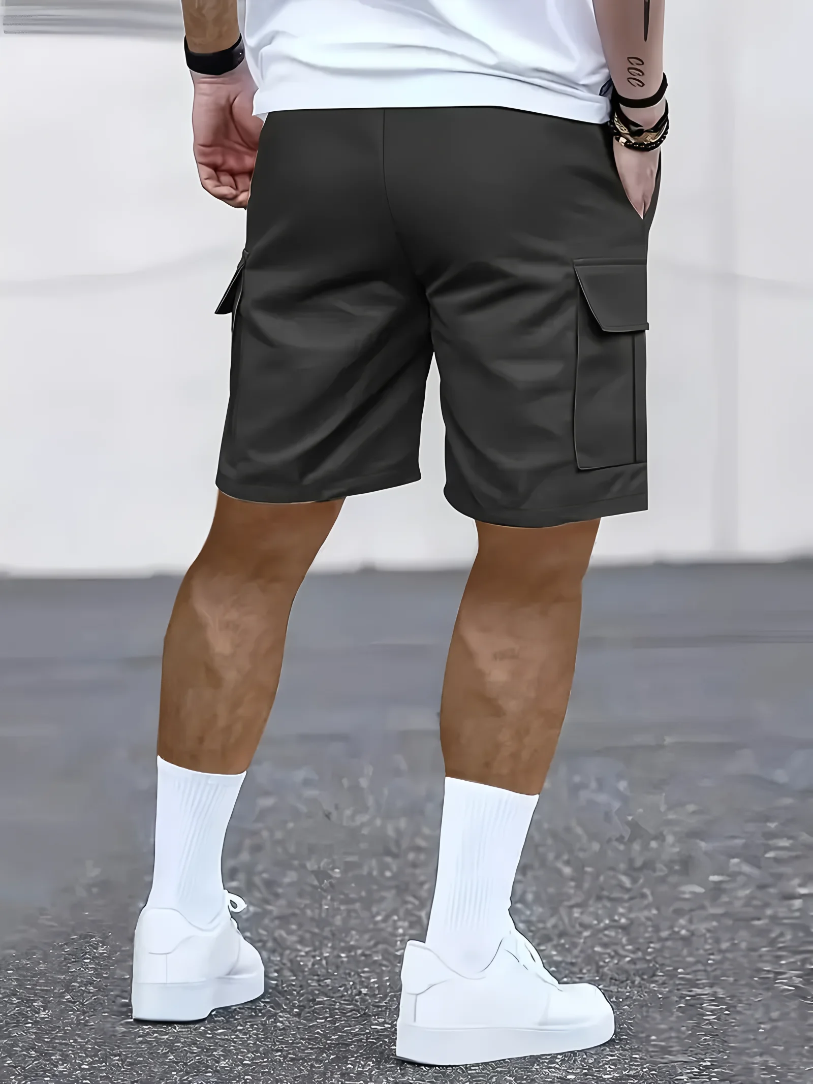 Men's work shorts; summer comfort; multi-pocket; outdoor leisure sport beach pants; elastic waistband