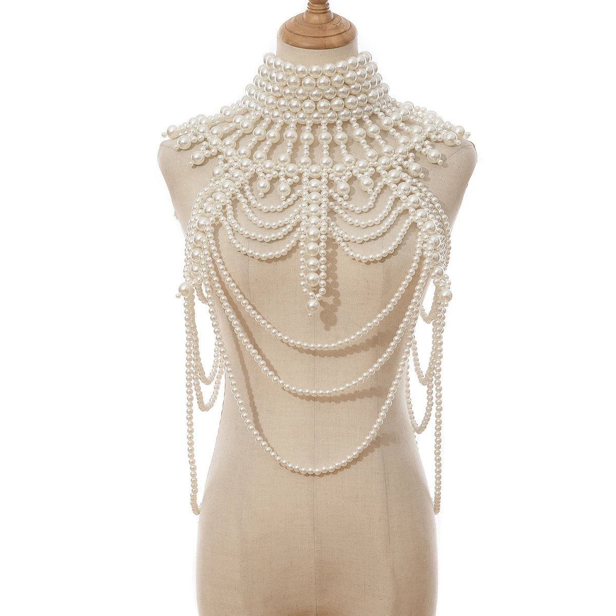 HP Pearl Necklace Handmade Beaded Luxury Dress Accessories Retro Party Body Chain Choker Women Jewelry