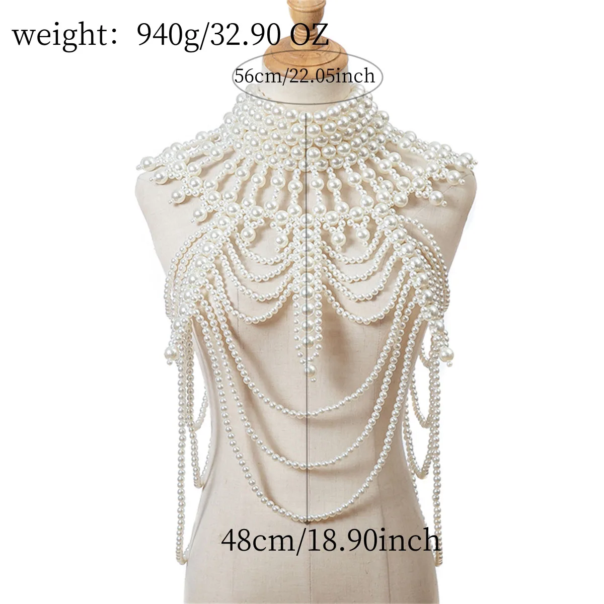 HP Pearl Necklace Handmade Beaded Luxury Dress Accessories Retro Party Body Chain Choker Women Jewelry