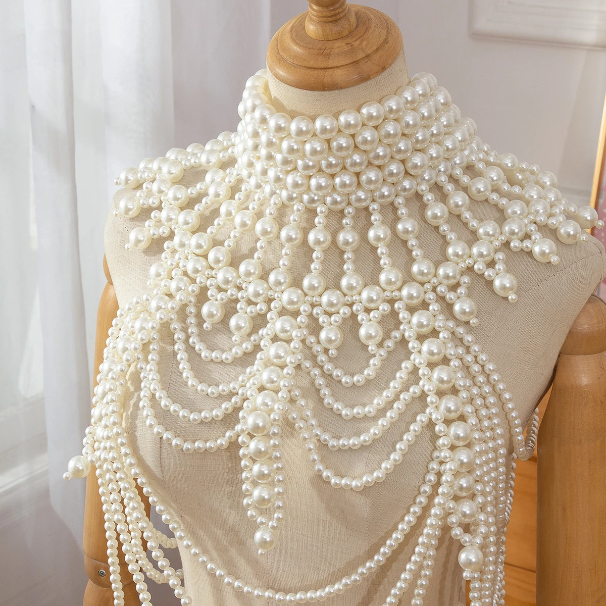 HP Pearl Necklace Handmade Beaded Luxury Dress Accessories Retro Party Body Chain Choker Women Jewelry