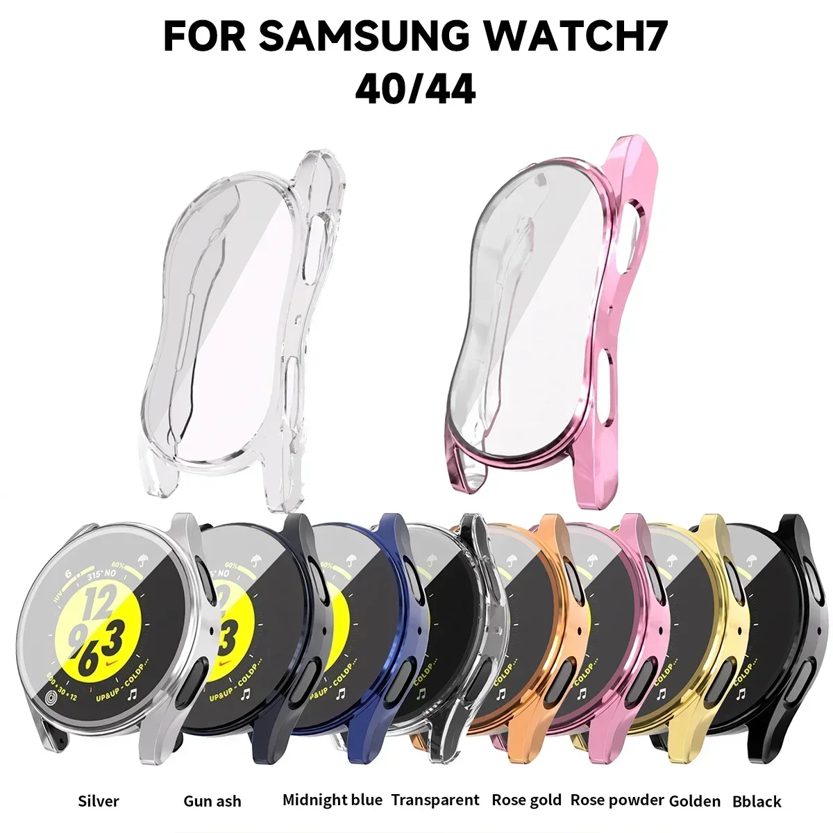 Silicone Case Glass For Samsung Galaxy Watch 7/6 40MM 44MM All-Around Screen Protector Soft TPU Protective Cover Watch7 44 Cases