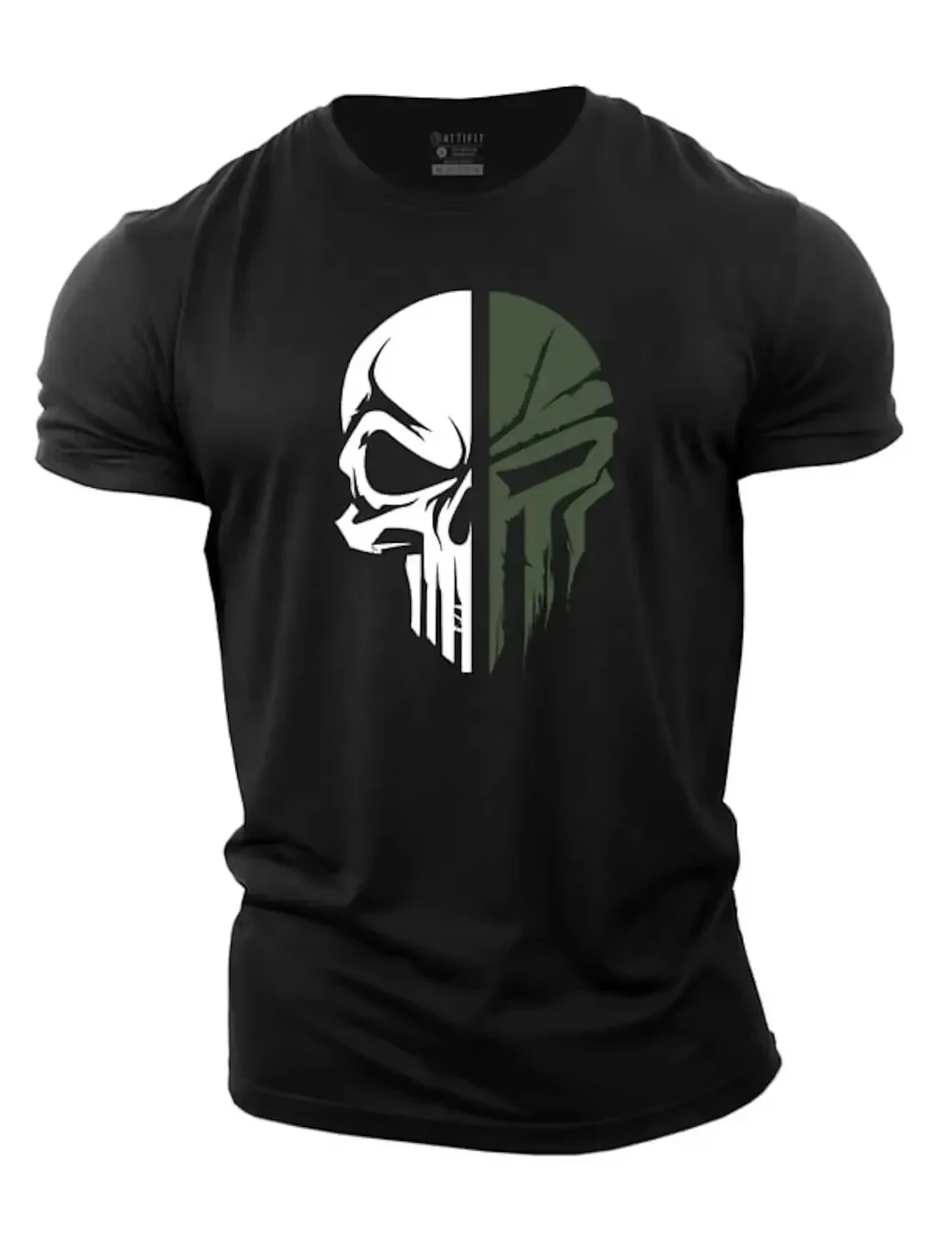 Men's Digital Printed Skull Printed T-Shirt Fitness Top Short Sleeve T-Shirt Quick Drying Breathable