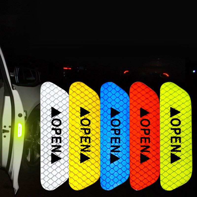 4PCS/set Car Reflective Strips Warning Stickers For Toyota Corolla Yaris Auris CHR Camry Prius RAV4 Highlander Car Door Stickers