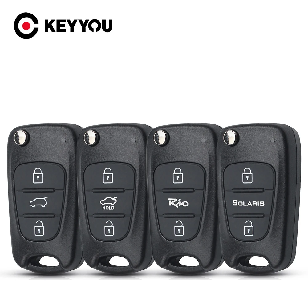 KEYYOU For Kia K2 K5 Rio 3 Ceed Sorento Sportage 3 BT Flip Remote Car Key Shell Case For Hyundai Solaris Accent Avante I30 IX35