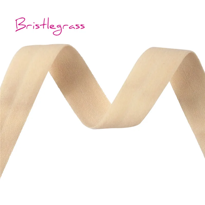 BRISTLEGRASS 2 5 10 Yard 5/8" 15mm Solid Matte Non-Shiny FOE Fold Over Elastics Spandex Band Hair Tie Headband Dress Sewing Trim