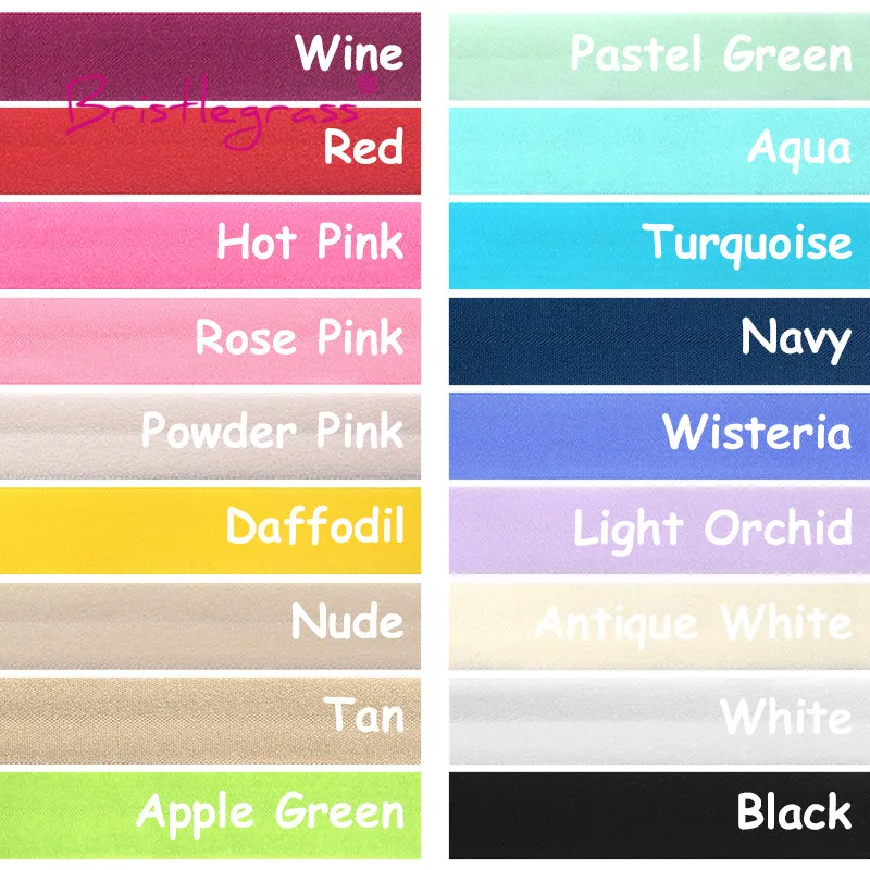 BRISTLEGRASS 2 5 10 Yard 5/8" 15mm Solid Matte Non-Shiny FOE Fold Over Elastics Spandex Band Hair Tie Headband Dress Sewing Trim