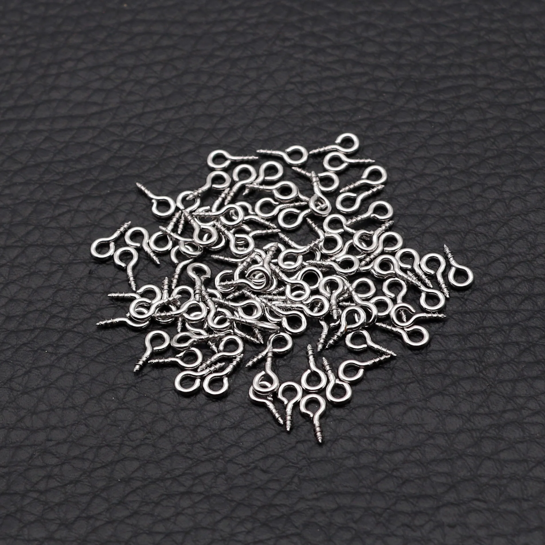 Aiovlo 100pcs/lot Stainless Steel Screw Eye Pins for Pendant Iron Screw Eye Hooks Clasps Fit Drilled Beads Diy Jewelry Making