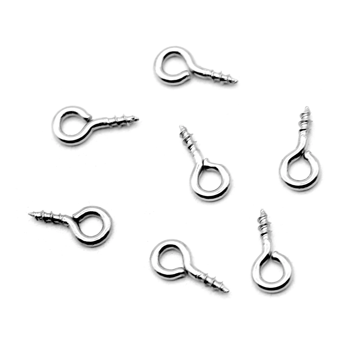 Aiovlo 100pcs/lot Stainless Steel Screw Eye Pins for Pendant Iron Screw Eye Hooks Clasps Fit Drilled Beads Diy Jewelry Making