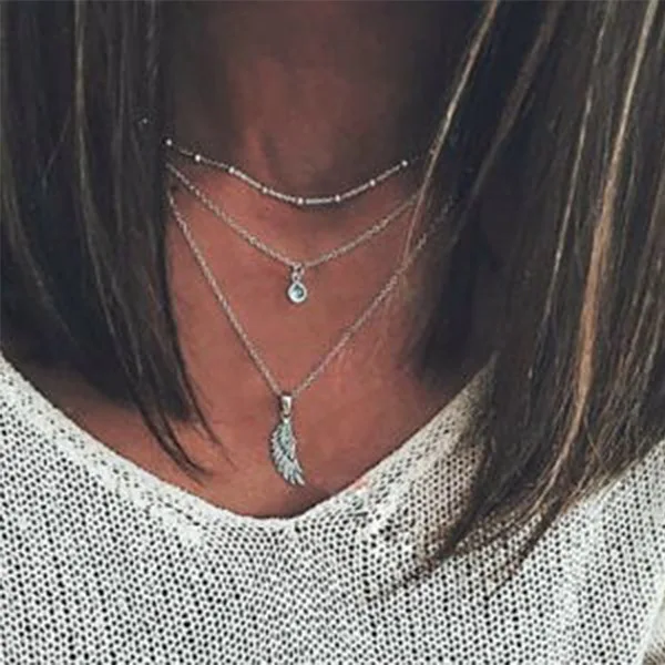 Bohemian Multi layered Necklaces For Women Moon Cross Tree Star Pendant chains Statement Choker 2020 Boho Fashion Jewelry