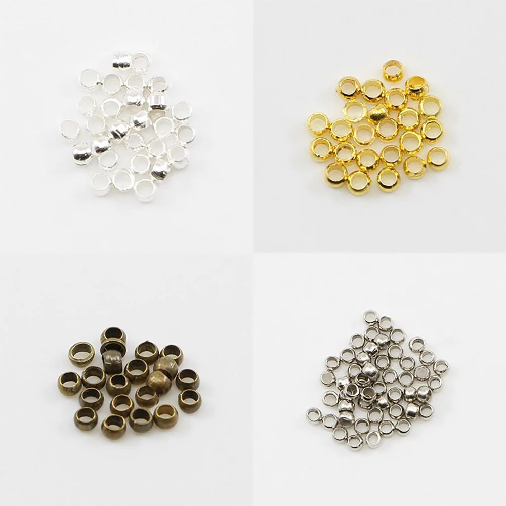 100-500pcs/lot Gold Copper Ball Crimp End Beads Dia 2 2.5 3 mm Stopper Spacer Beads For Diy Jewelry Making Findings Supplies