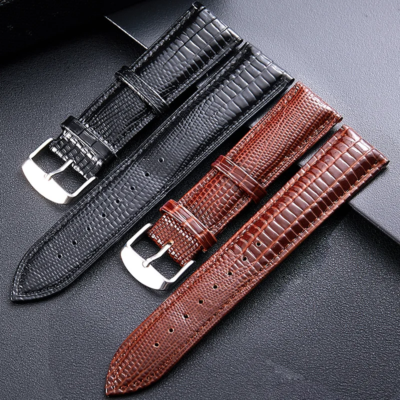 Fashion Lizard Texture Leather Watchband Pin Buckle Watch Strap for Women and Man 12mm 14mm 16mm 18mm 20mm 22mm 24mm