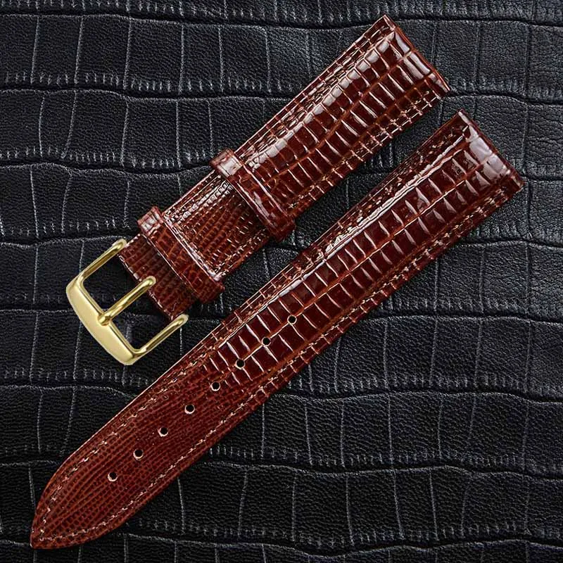 Fashion Lizard Texture Leather Watchband Pin Buckle Watch Strap for Women and Man 12mm 14mm 16mm 18mm 20mm 22mm 24mm