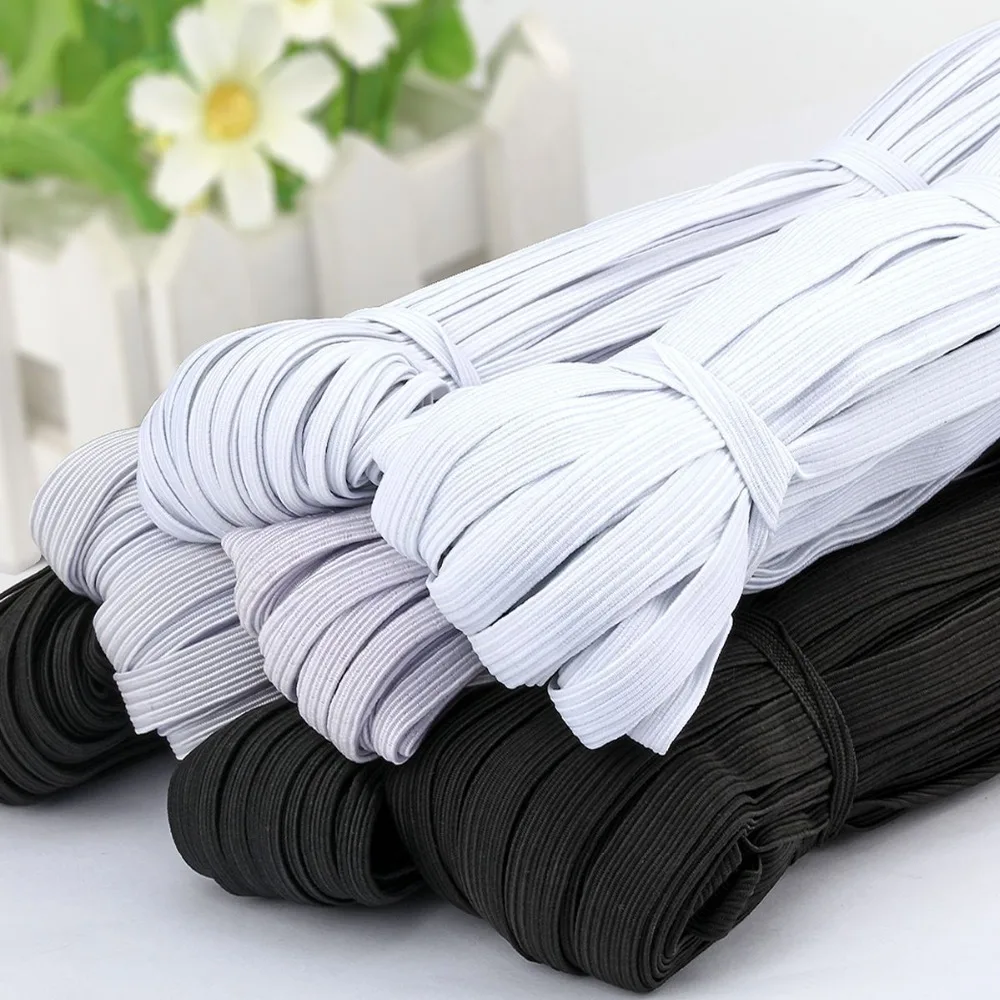 3/4/5/6/8/10MM White/black Flat Elastic Bands Elastic rubber band wedding Garment elastic tape for DIY sewing Stretch Rope acces