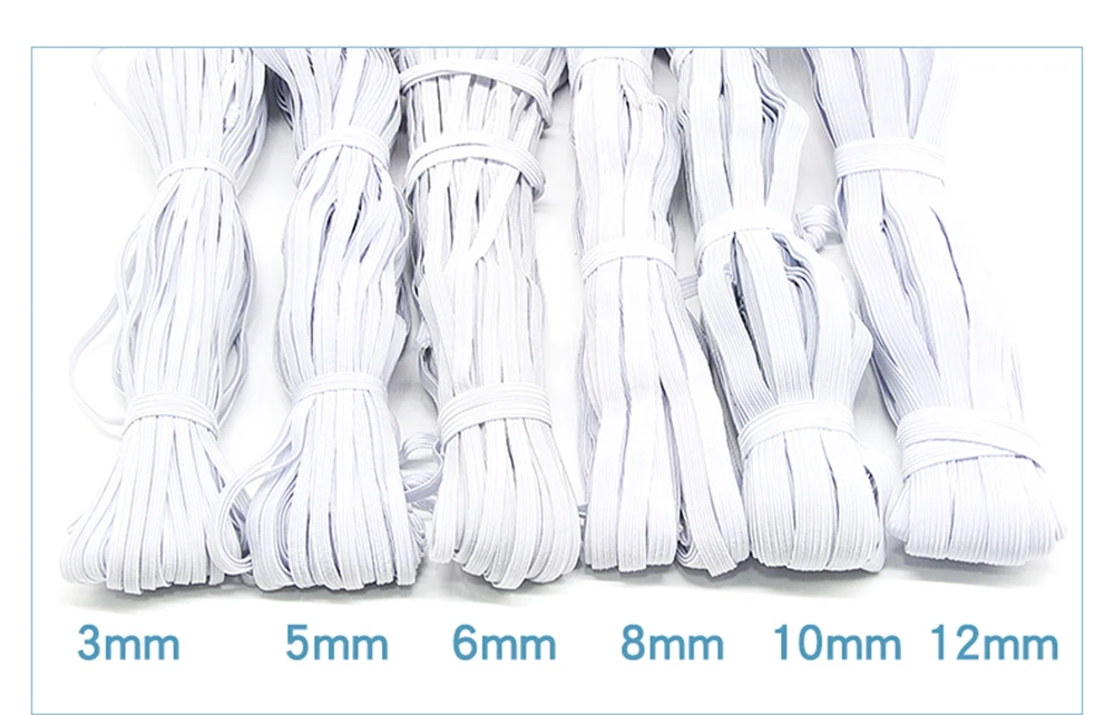 3/4/5/6/8/10MM White/black Flat Elastic Bands Elastic rubber band wedding Garment elastic tape for DIY sewing Stretch Rope acces