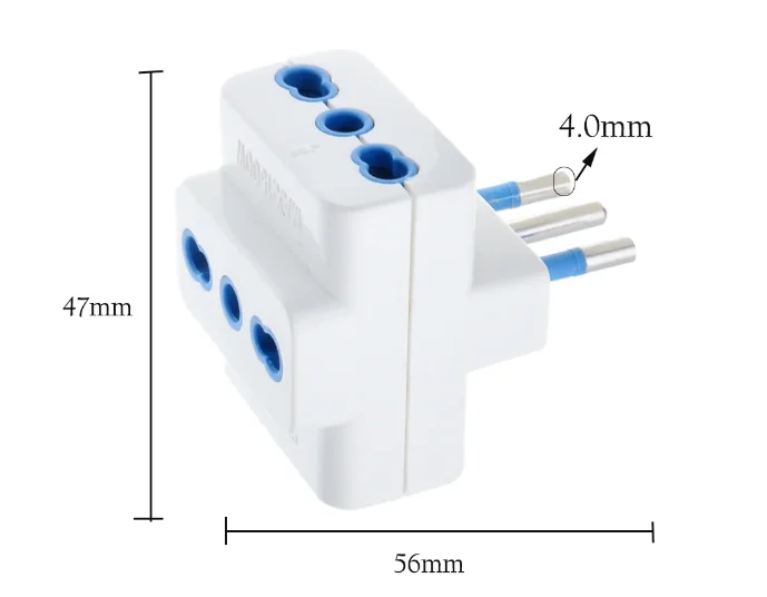 Italy Travel Plug Adapter 3 Ways Socket Multi Port Outlet Italian standard 10A 250V
