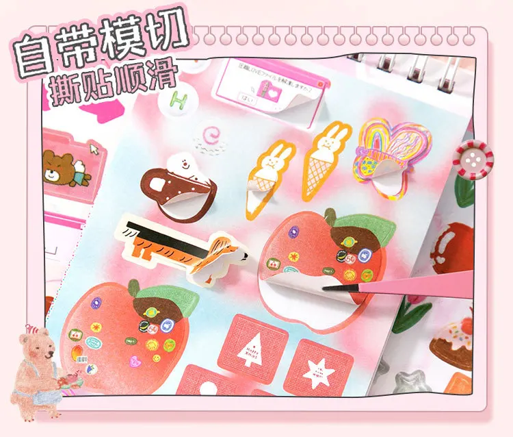 20sheets/lot Kawaii Japanese Wonderful Moments Series Die Cutting Coil Sticker Book DIY Scrapbook Stationery Decoration Kit
