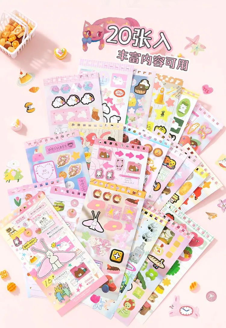 20sheets/lot Kawaii Japanese Wonderful Moments Series Die Cutting Coil Sticker Book DIY Scrapbook Stationery Decoration Kit