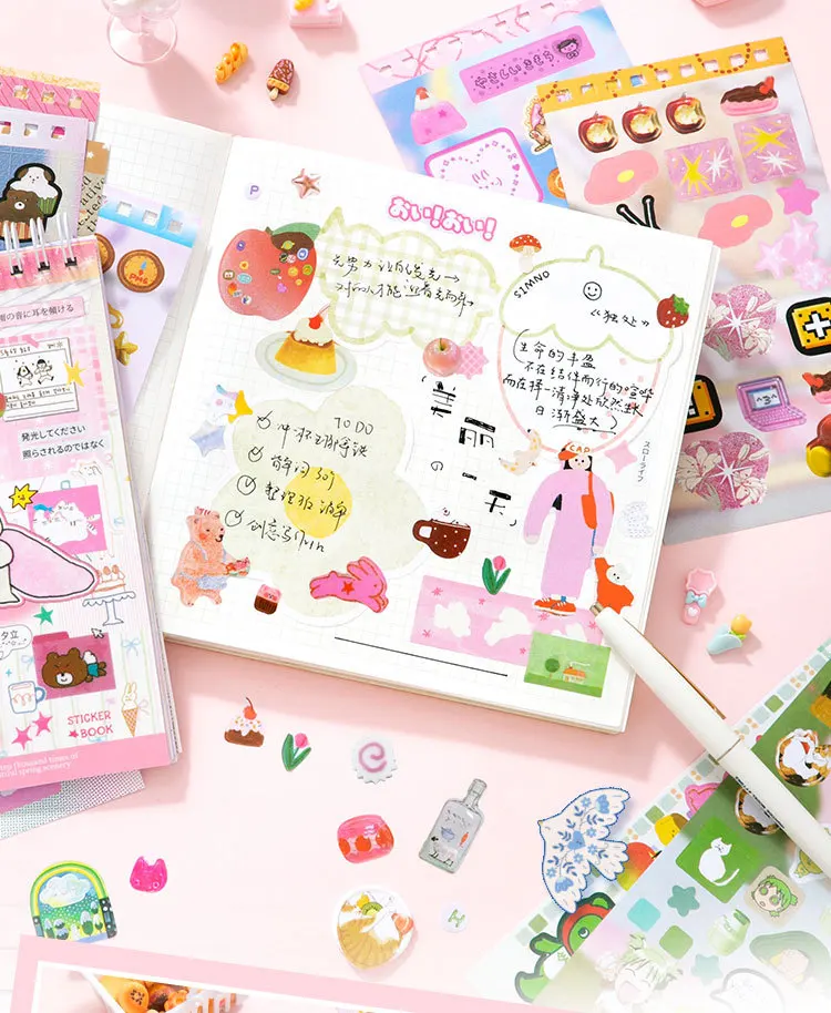 20sheets/lot Kawaii Japanese Wonderful Moments Series Die Cutting Coil Sticker Book DIY Scrapbook Stationery Decoration Kit