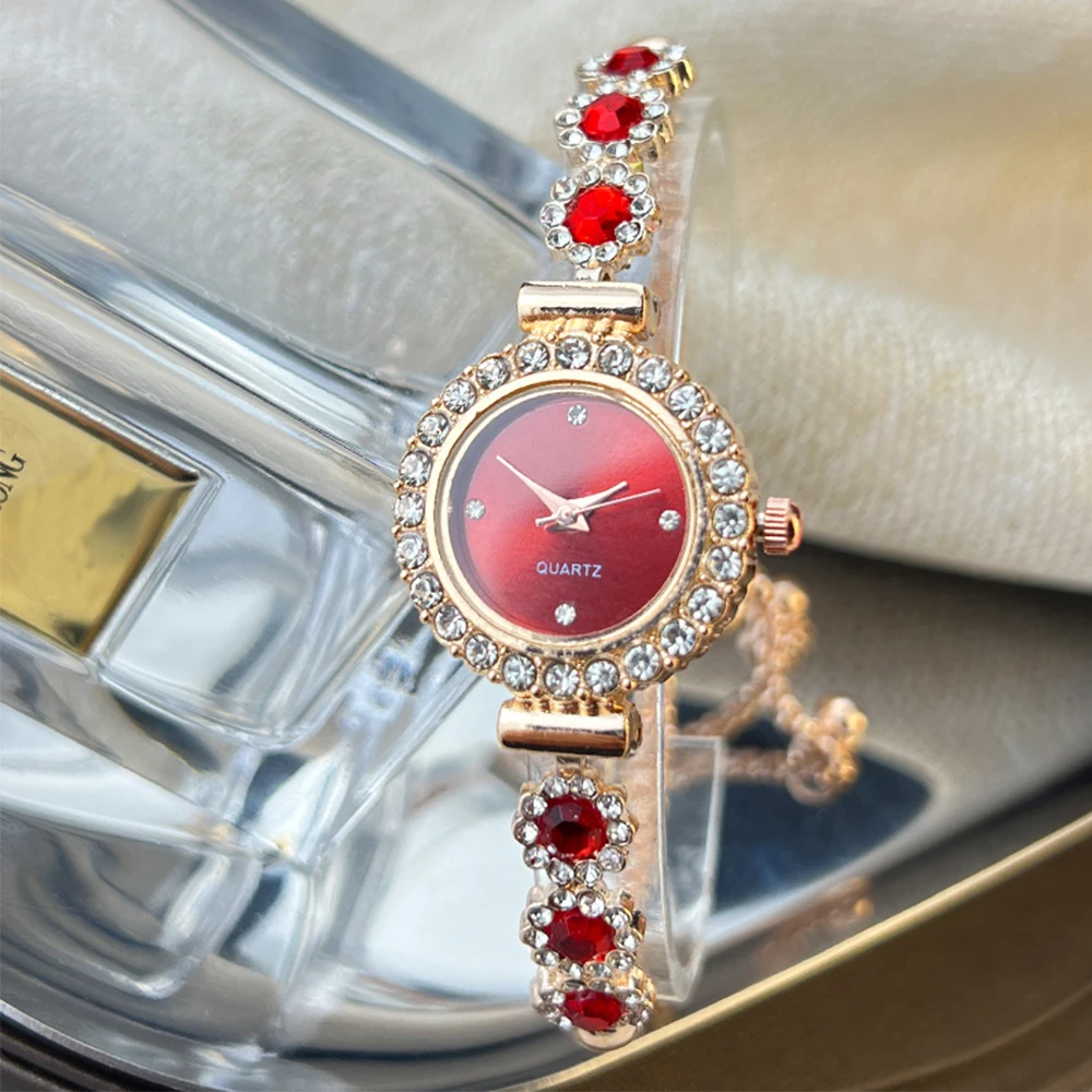 Foreign Trade Chalcedony Bracelet Watch Set with Diamond Light Luxury Live New Fashion Quartz Watch Pull Diamond Women's Watch