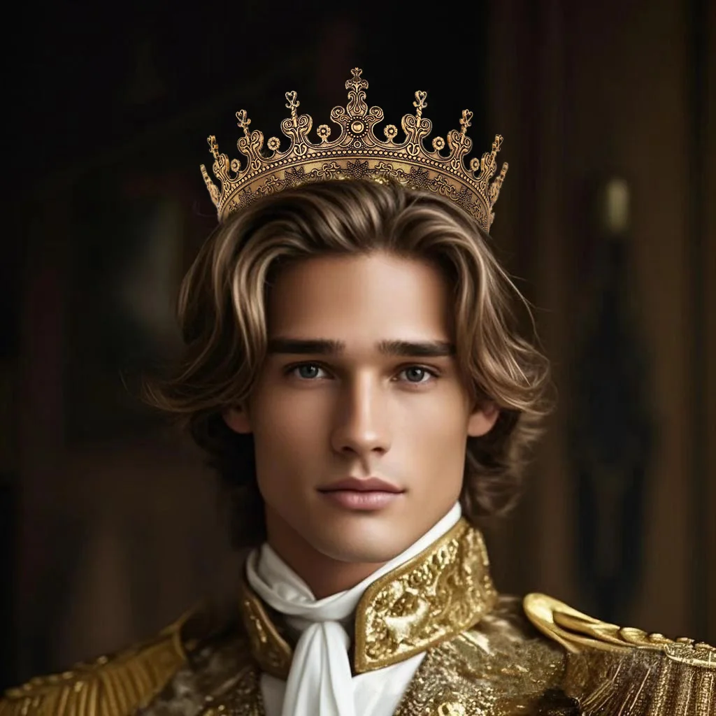 Unisex Golden Medieval Crown Renaissance Period Costume Accessory Prince Princess Birthday Masquerade Ball Halloween Headpiece