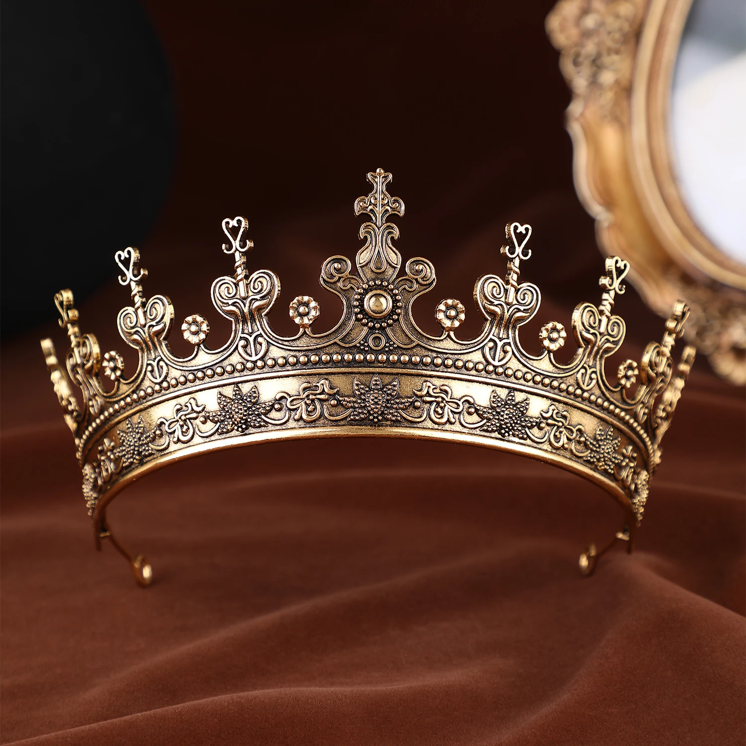 Unisex Golden Medieval Crown Renaissance Period Costume Accessory Prince Princess Birthday Masquerade Ball Halloween Headpiece