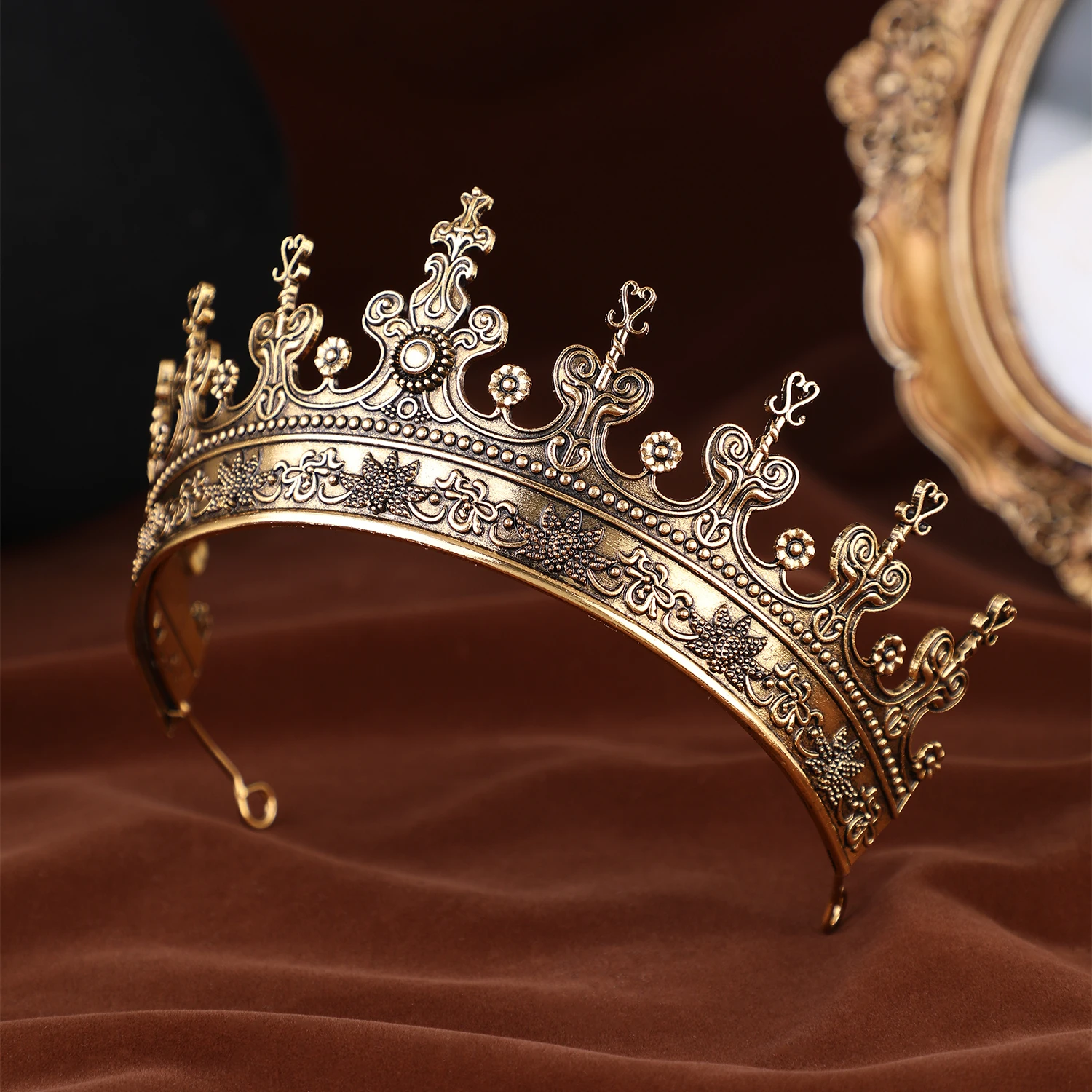 Unisex Golden Medieval Crown Renaissance Period Costume Accessory Prince Princess Birthday Masquerade Ball Halloween Headpiece