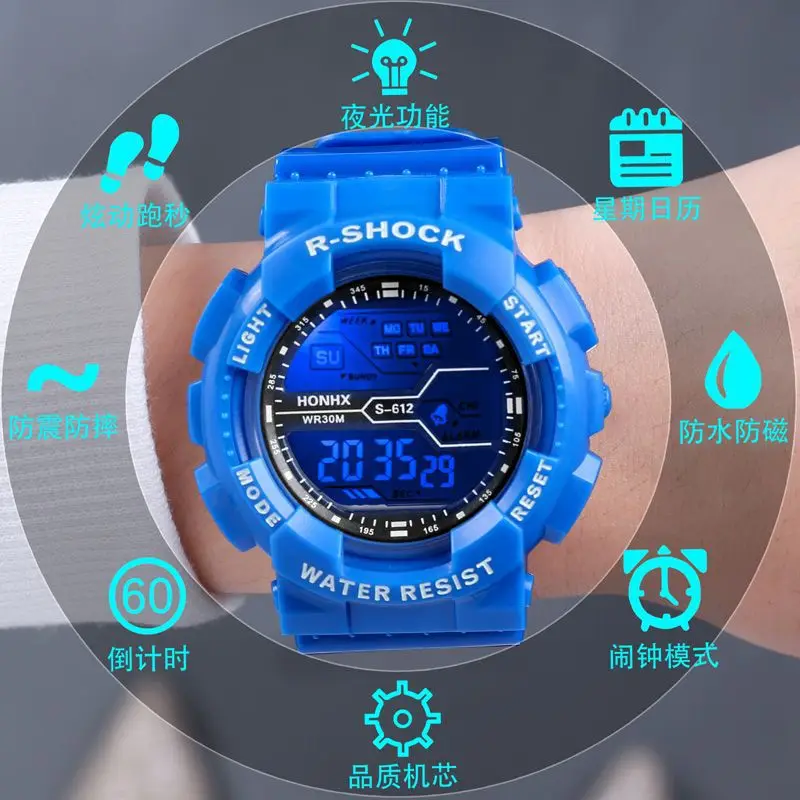 Outdoor Sport Men Watch Multifunction Large Screen LED Electronic Waterproof Luminous Military Digital Wristwatches Reloj Hombre