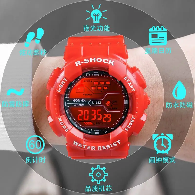 Outdoor Sport Men Watch Multifunction Large Screen LED Electronic Waterproof Luminous Military Digital Wristwatches Reloj Hombre