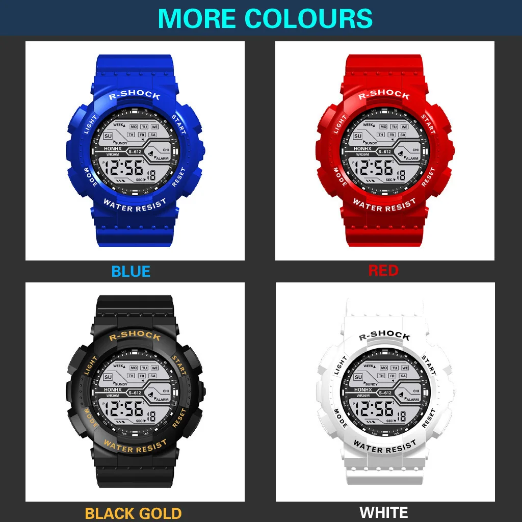 Outdoor Sport Men Watch Multifunction Large Screen LED Electronic Waterproof Luminous Military Digital Wristwatches Reloj Hombre