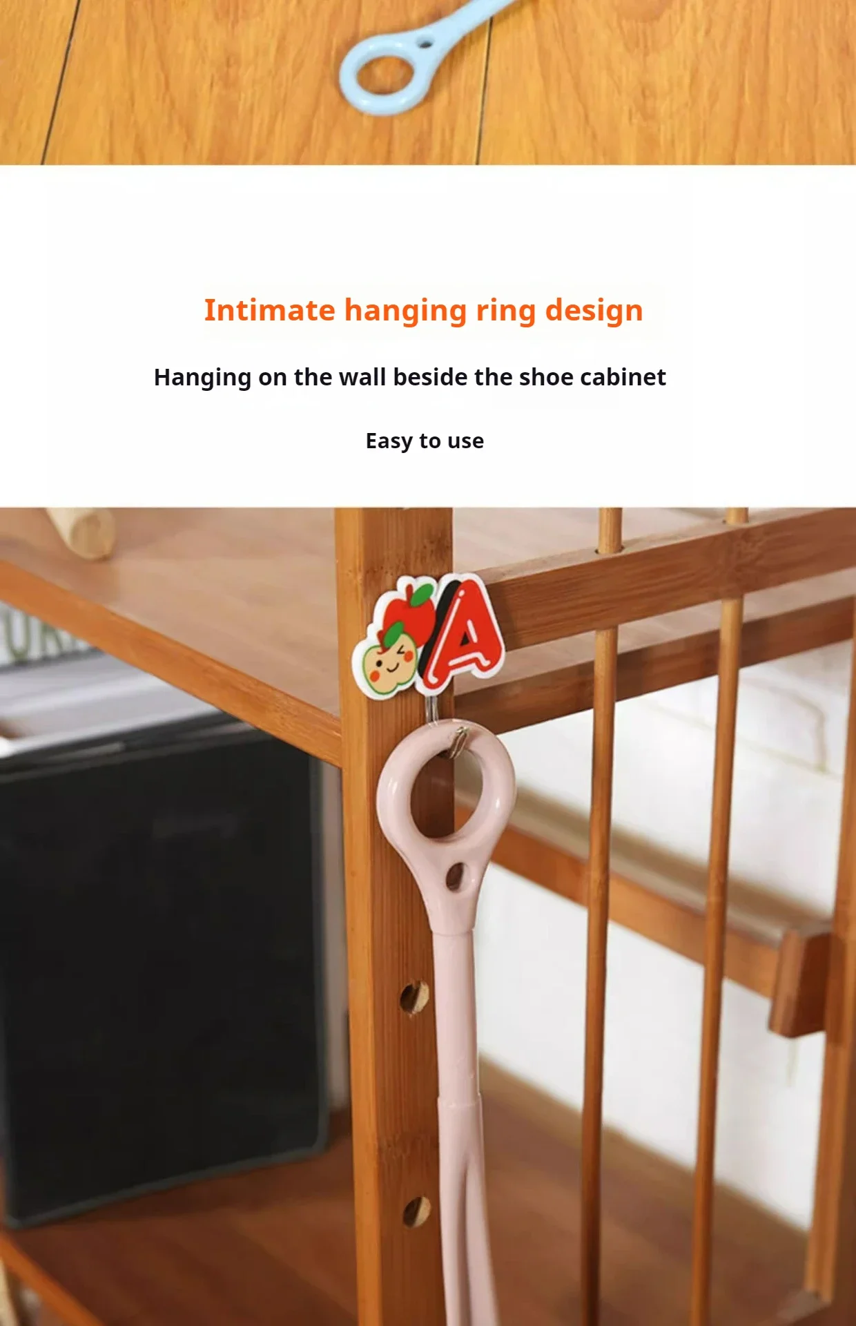 1Pcs Long Handled Shoe Horns 47cm Hanging Ring Shoehorn Pregnant Woman Elderly Shoe Spoon Household Lazy People Shoe Spatula