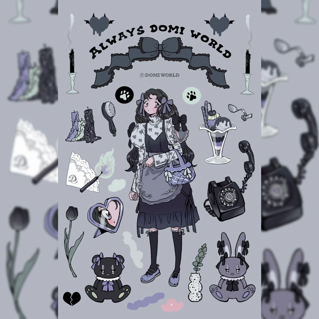Korean DOMI Cartoon Sweet Cool Girl Character Stickers Hand Account Phone Case Diary Planner Notebook DIY Decorative Stickers