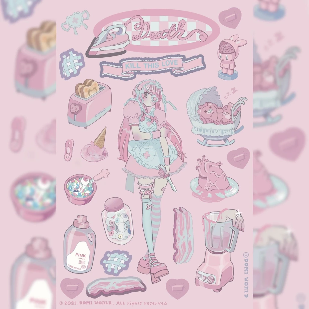 Korean DOMI Cartoon Sweet Cool Girl Character Stickers Hand Account Phone Case Diary Planner Notebook DIY Decorative Stickers