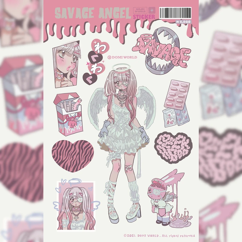 Korean DOMI Cartoon Sweet Cool Girl Character Stickers Hand Account Phone Case Diary Planner Notebook DIY Decorative Stickers