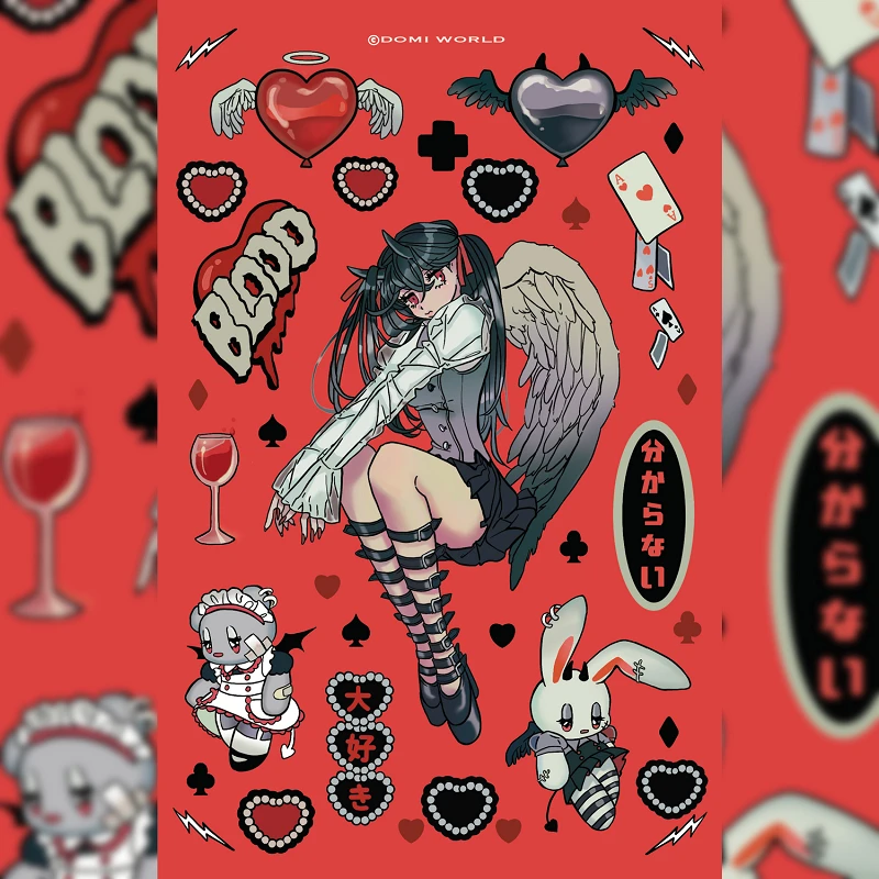 Korean DOMI Cartoon Sweet Cool Girl Character Stickers Hand Account Phone Case Diary Planner Notebook DIY Decorative Stickers