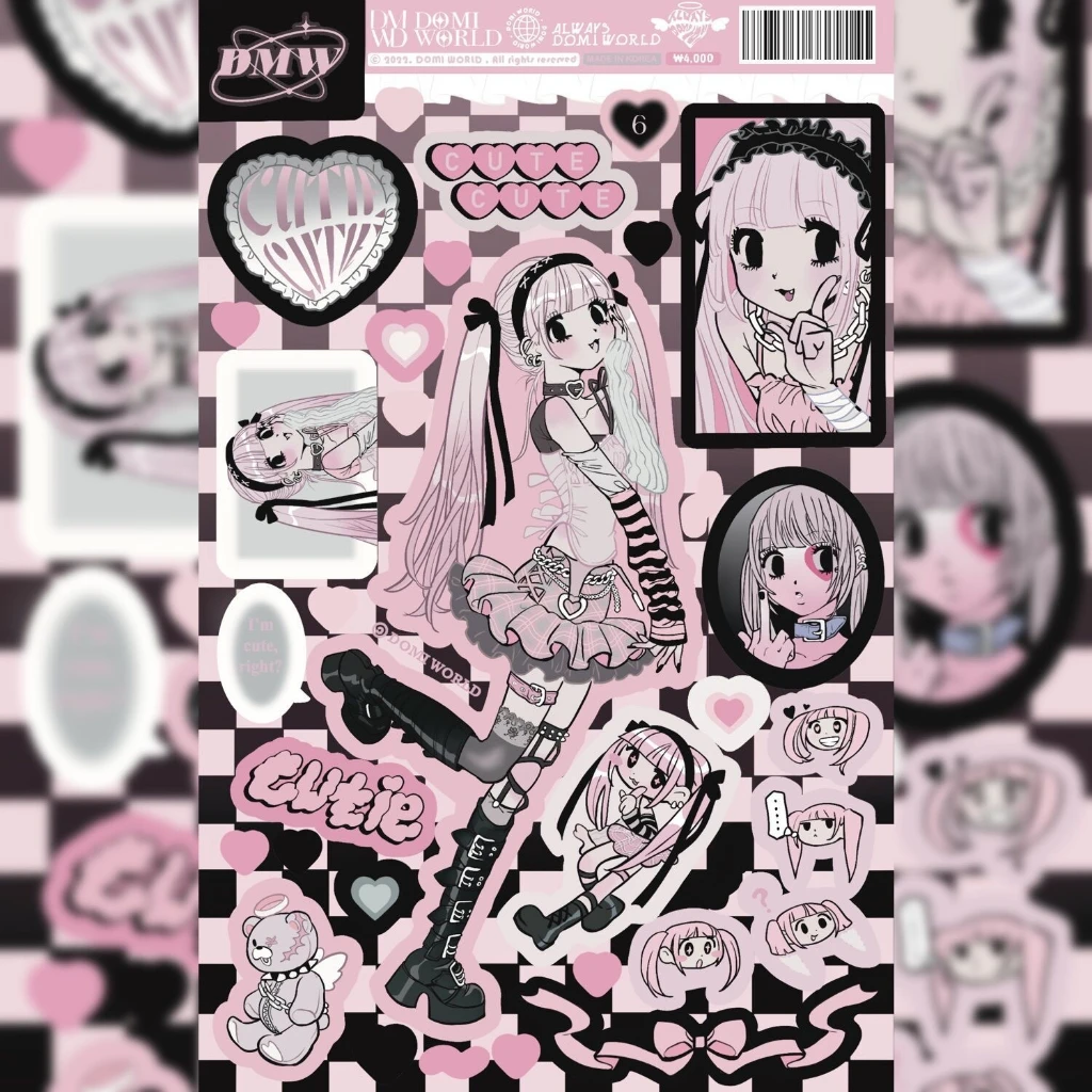Korean DOMI Cartoon Sweet Cool Girl Character Stickers Hand Account Phone Case Diary Planner Notebook DIY Decorative Stickers