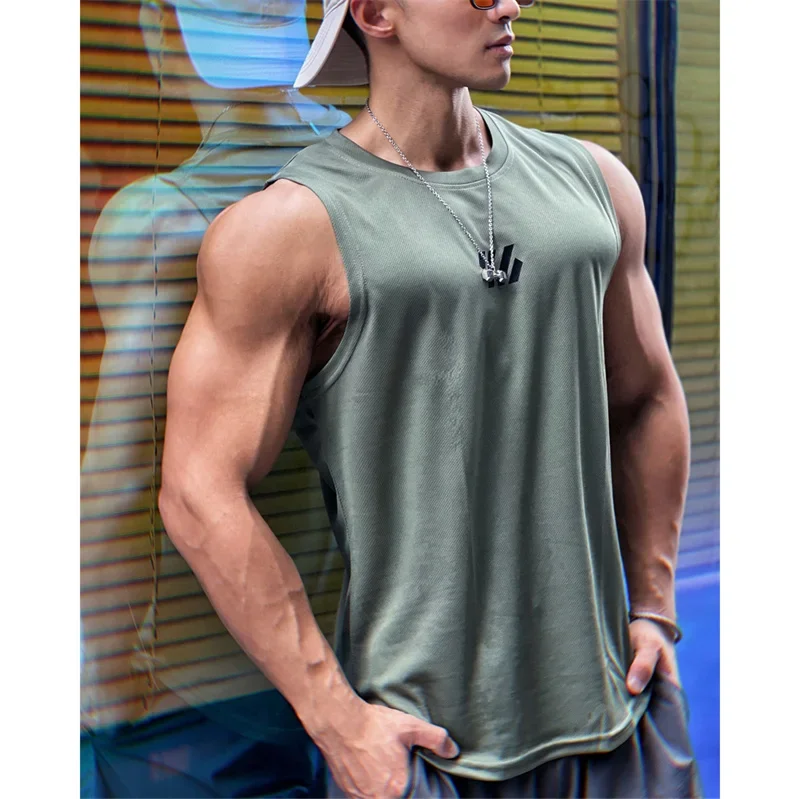 Summer Men's Gym Tank Top Fitness Training Clothing Quick-drying Loose Bodybuilding Sleeveless Shirt Men Fashion Basketball Vest