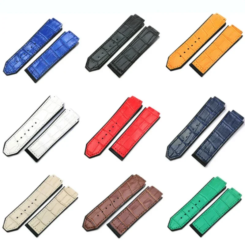 Genuine leather Watch Strap For HUBLOT Big Bang Series Bottom silicone Watch Bracelet Watch accessories 25mm*19mm With tools