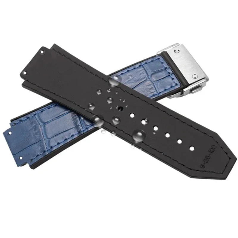 Genuine leather Watch Strap For HUBLOT Big Bang Series Bottom silicone Watch Bracelet Watch accessories 25mm*19mm With tools