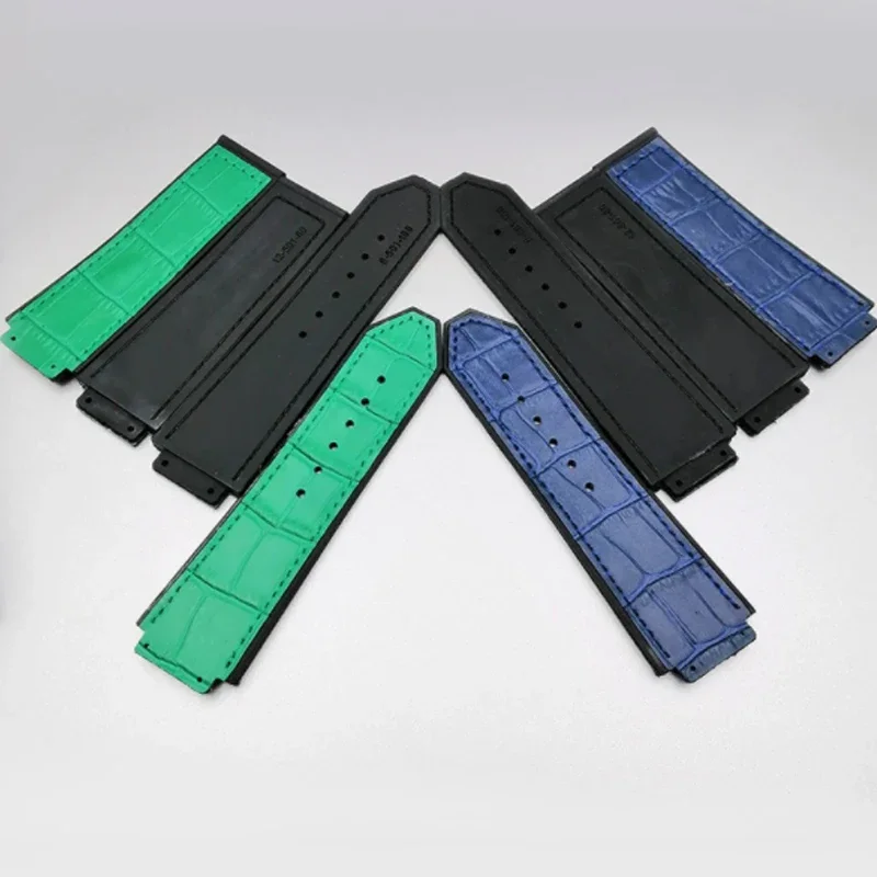 Genuine leather Watch Strap For HUBLOT Big Bang Series Bottom silicone Watch Bracelet Watch accessories 25mm*19mm With tools