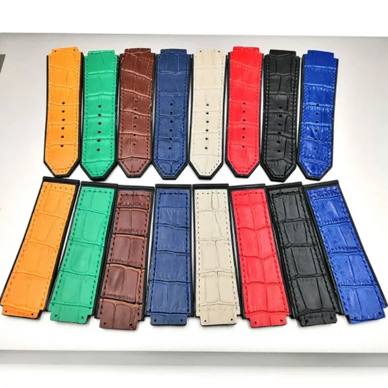 Genuine leather Watch Strap For HUBLOT Big Bang Series Bottom silicone Watch Bracelet Watch accessories 25mm*19mm With tools
