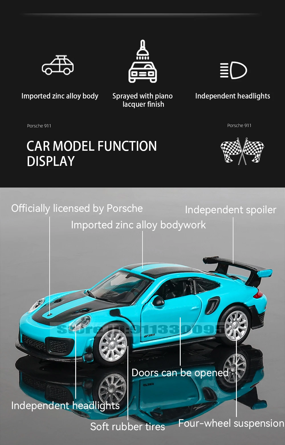 Bburago 1:64 golf Porsche 911 Shelby Raventon Mustang Lamborghini Collection Series Car Die Casting Model Gift Toy