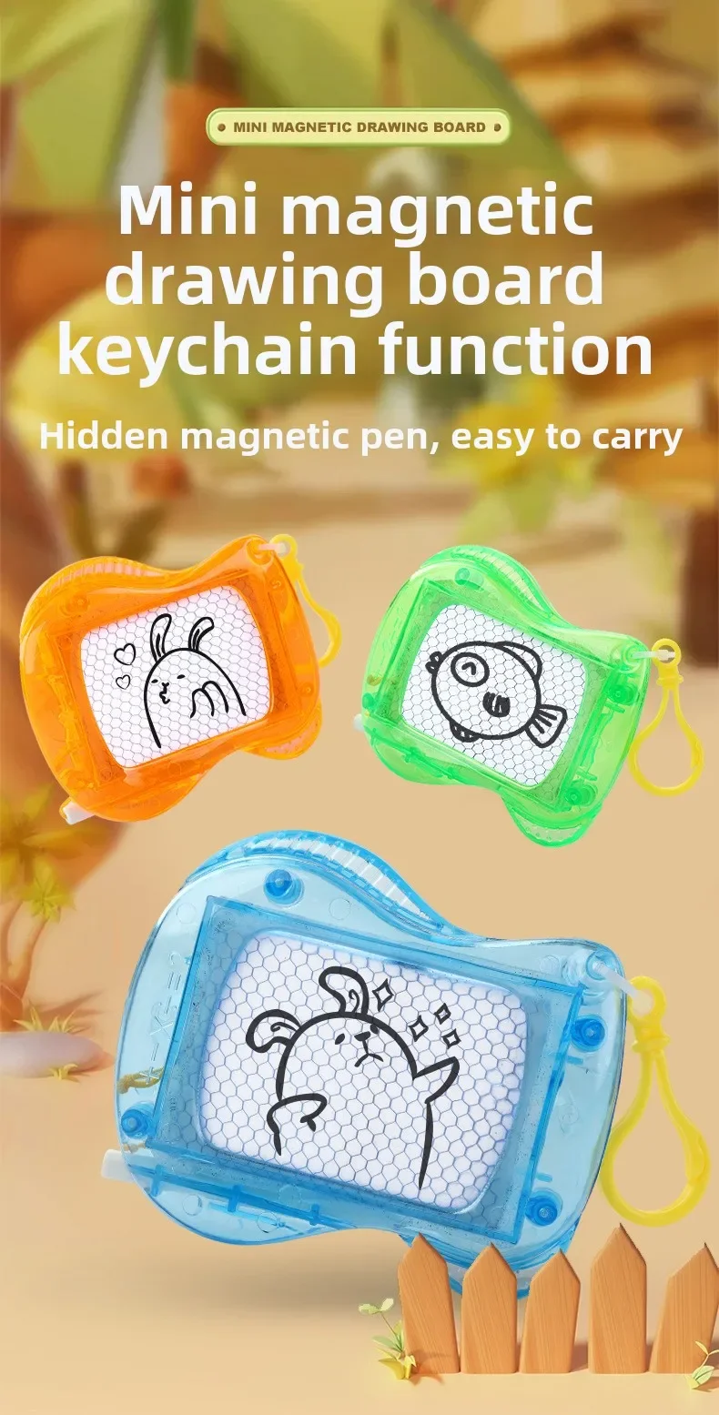1-10PCS Mini Magnetic Drawing Board Keychain Doodle Pad with Stylus Portable Toy Erasable Writing Board Educational Kids Gift