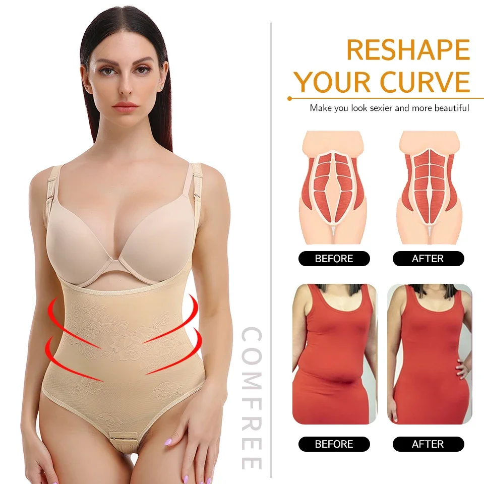 Women Shapewear Bodysuit New Tummy Control Shapewear Waist Trainer Thong Body Shaper Colombian Fajas Slimming Underwear