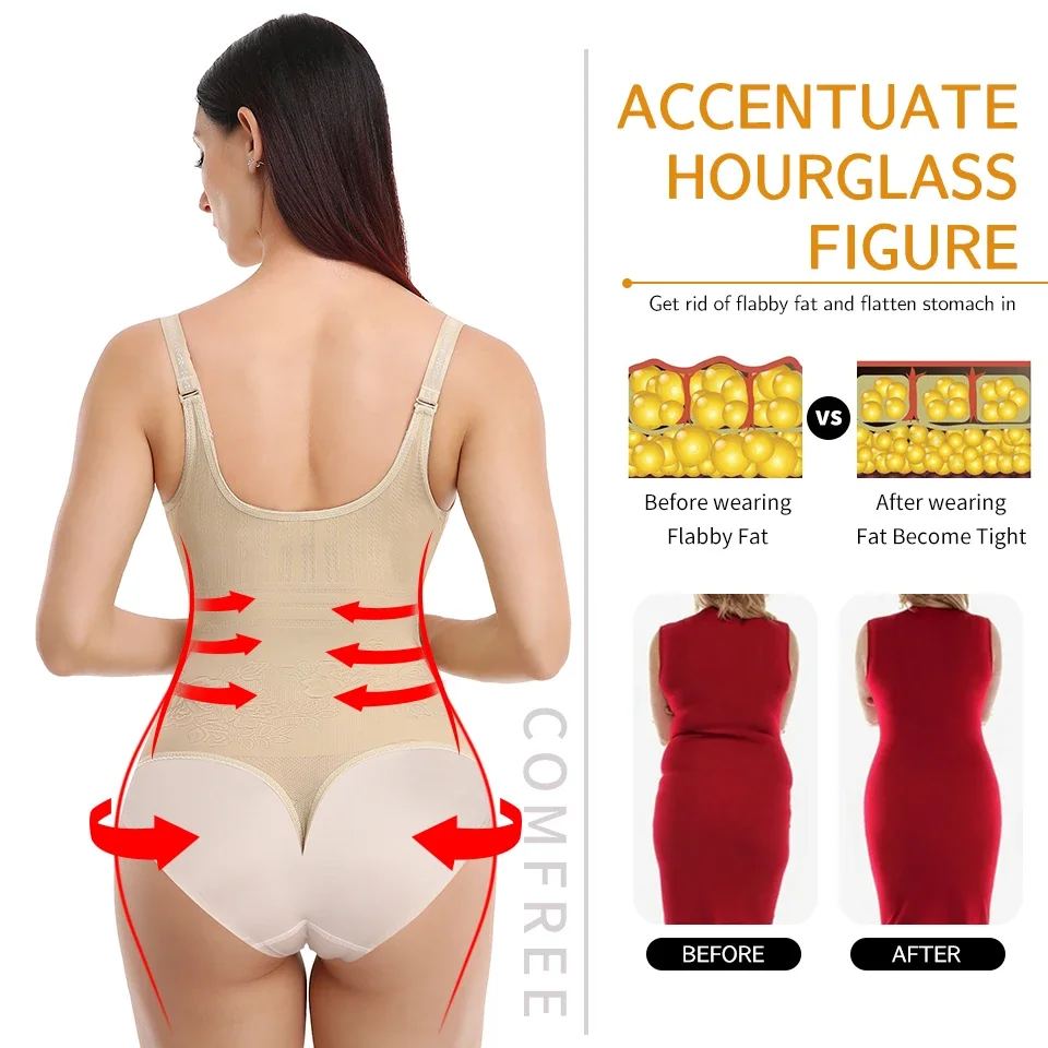 Women Shapewear Bodysuit New Tummy Control Shapewear Waist Trainer Thong Body Shaper Colombian Fajas Slimming Underwear